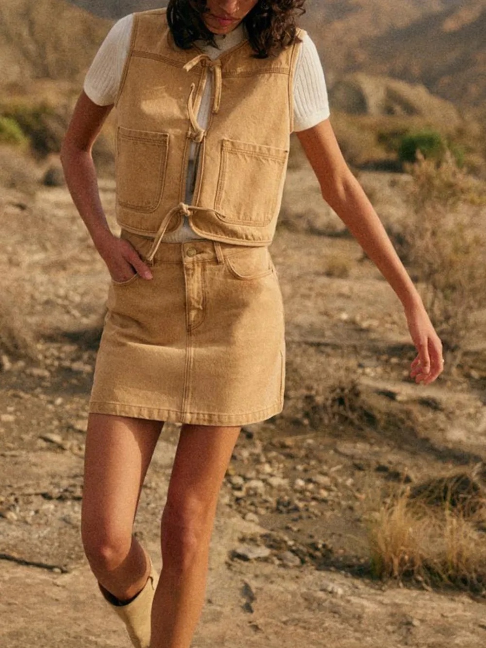 Sezane SET- Denim Skirt & Vest - From Spring Lookbook!